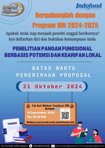 Sosialisasi Program Indofood Riset Nugraha Periode 2024 - 2025 untuk Wilayah Indonesia Bagian Barat